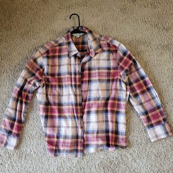 NWT Old Navy Plaid Flannel The Boyfriend Shirt, Size L - Picture 1 of 6